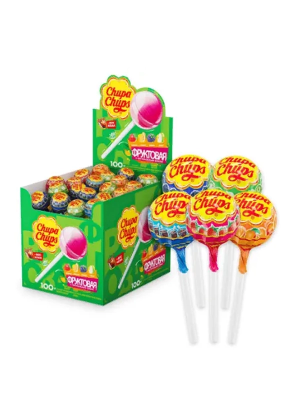 CHUPA CHUPS Карамель Фрукты+Кола 100 шт по 12г (шоубокс)