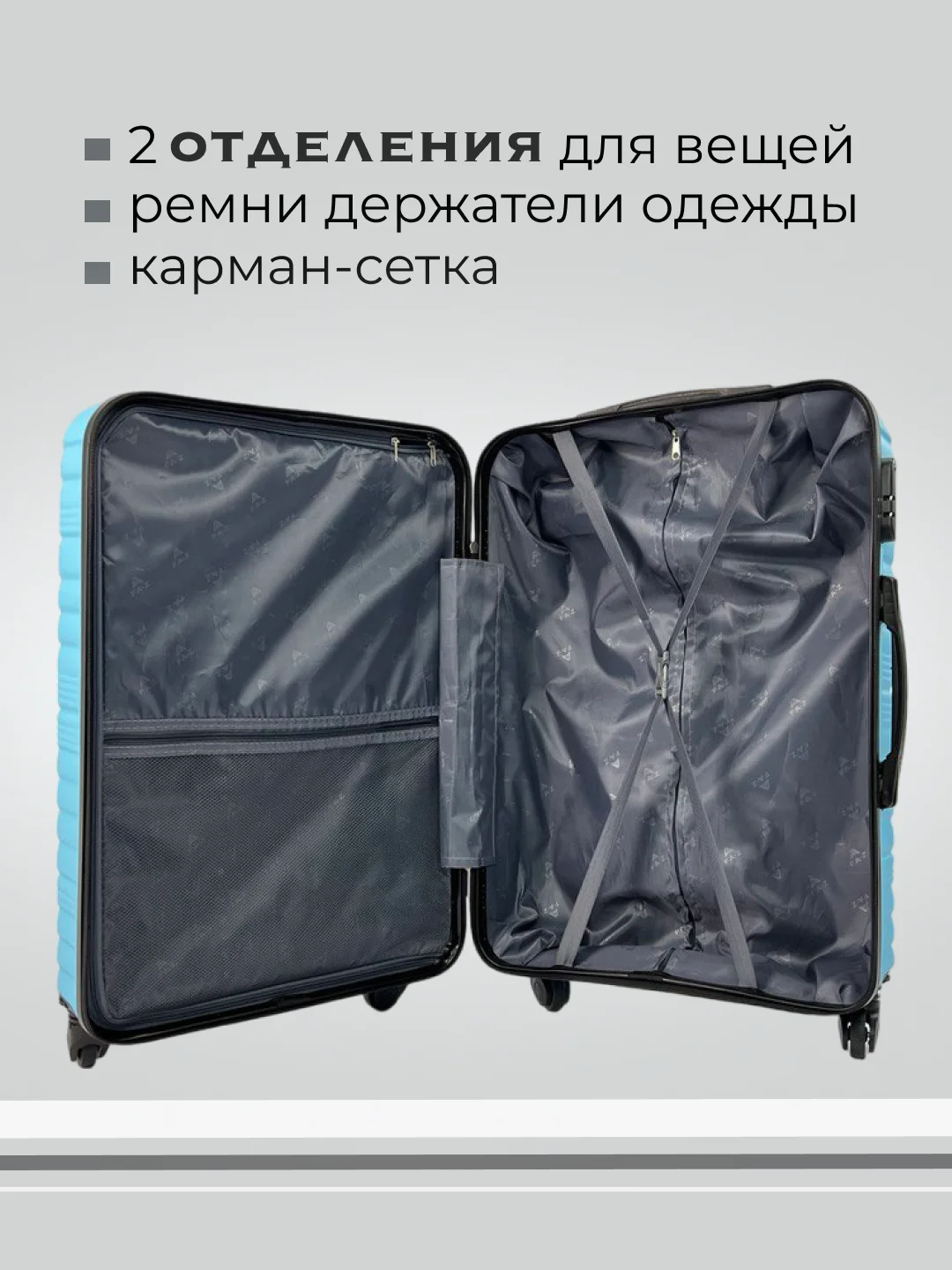 Голубой чемодан на колесах, дорожный, пластиковый, с кодовым замком