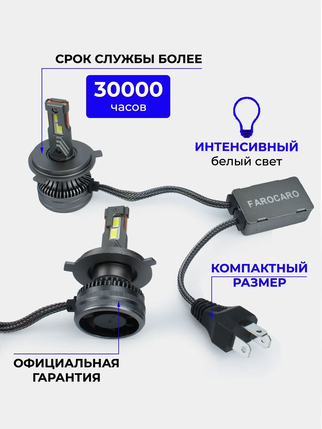 Светодиодная Led лампа F10 FAROCARO 120 Вт H1, H4, H7, H8/9/11