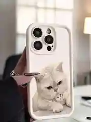 Бежевый меланж чехол для iPhone 11 12 13 14 15 Pro Max XR Plus mini с принтом силиконовый коты айфон