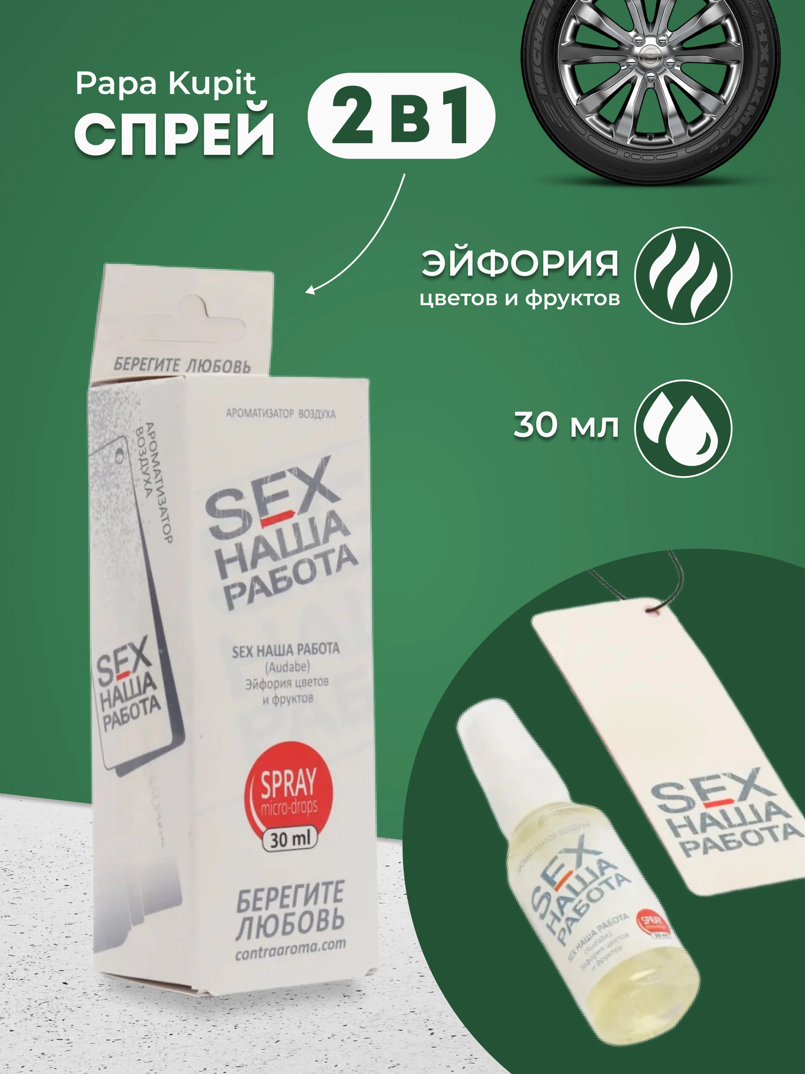 Ароматизатор  SPRAY "SEX наша работа" и "Warning" 30мл + фирменный картон