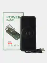 Внешний аккумулятор Power Bank с беспроводной зарядкой и встроенными кабелями