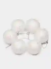 Набор ёлочных игрушек, 6 штук, белые, с блестками