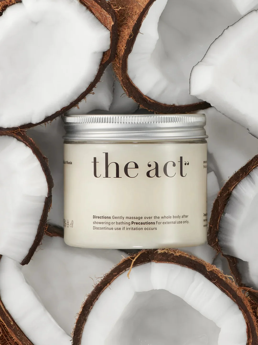 Массажное твёрдое масло для тела The Act Кокос, 170 г