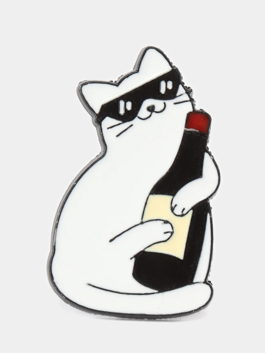 Черный значок коты с вином