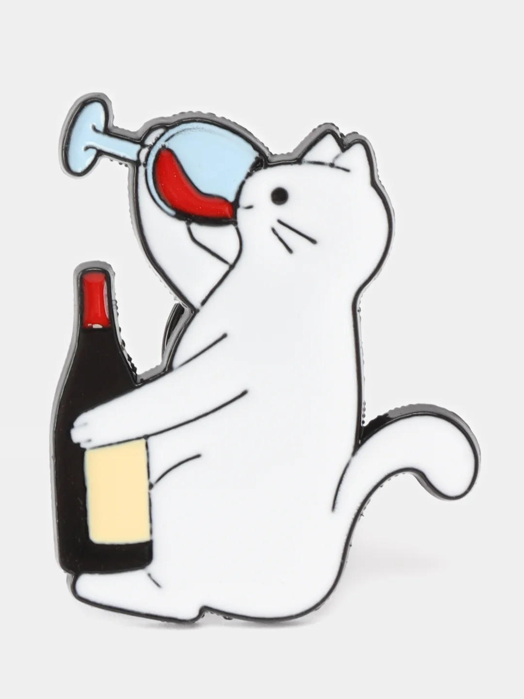 Красный значок коты с вином