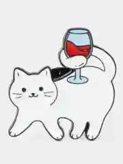 Белый значок коты с вином