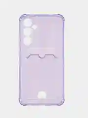 Лавандовый чехол для Samsung Galaxy S24 FE (Самсунг Галакси С24 ФЕ), с карманом для карт, прозрачный