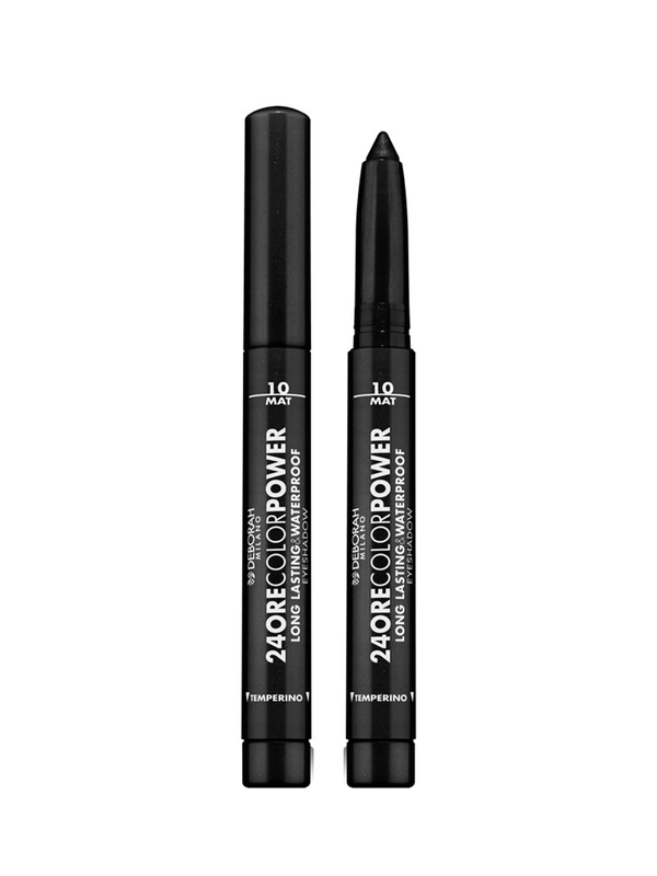DEBORAH Тени карандаш стойкие 24ORE COLOR POWER EYESHADOW тон 10 матовый черный