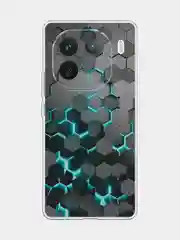 Бирюзовый силиконовый чехол на Vivo iQOO 12 / Виво iQOO 12 прозрачный, с принтом, защита камеры