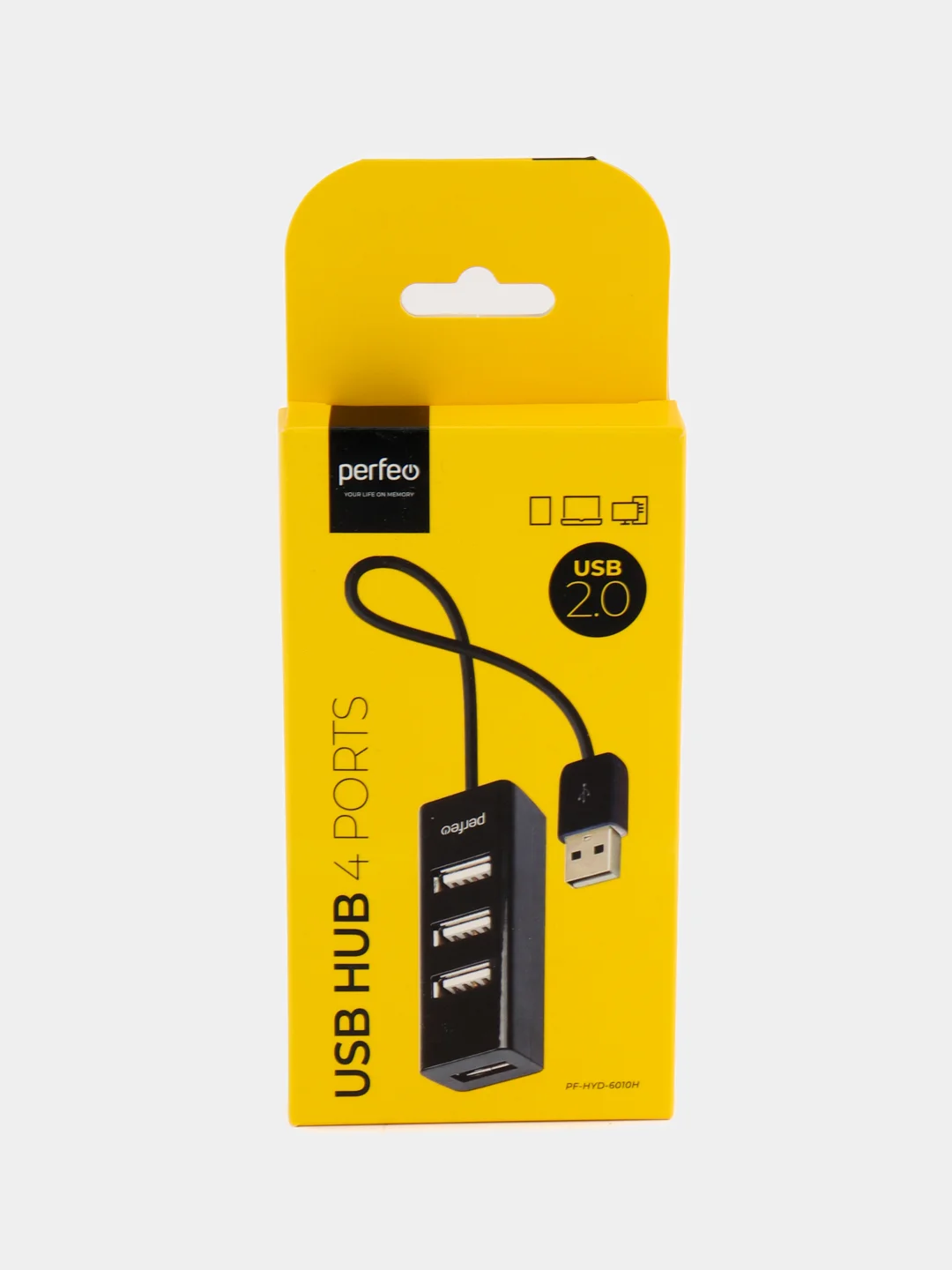 Черный разветвитель хаб USB-HUB Perfeo 4 Port, (PF6010H)
