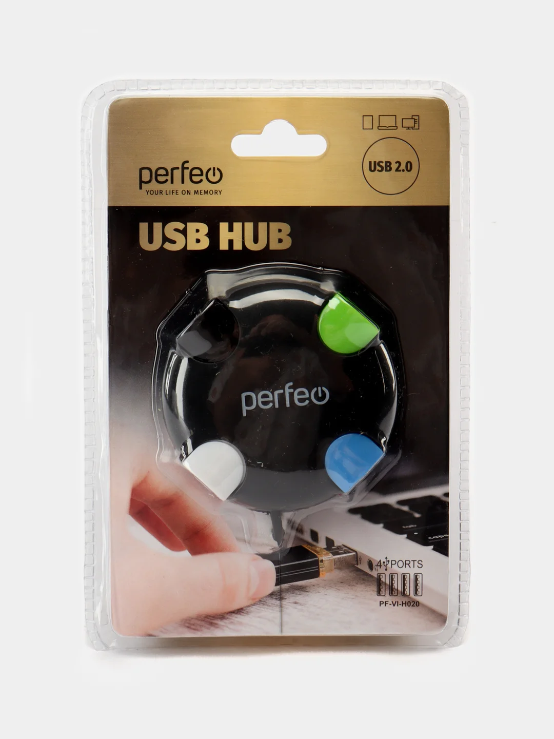 Разветвитель хаб USB-HUB Perfeo 4 Port, (PF-VI-H020)