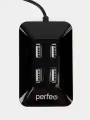 Черный разветвитель хаб USB-HUB Perfeo 4 Port, (PF-VI-H028)