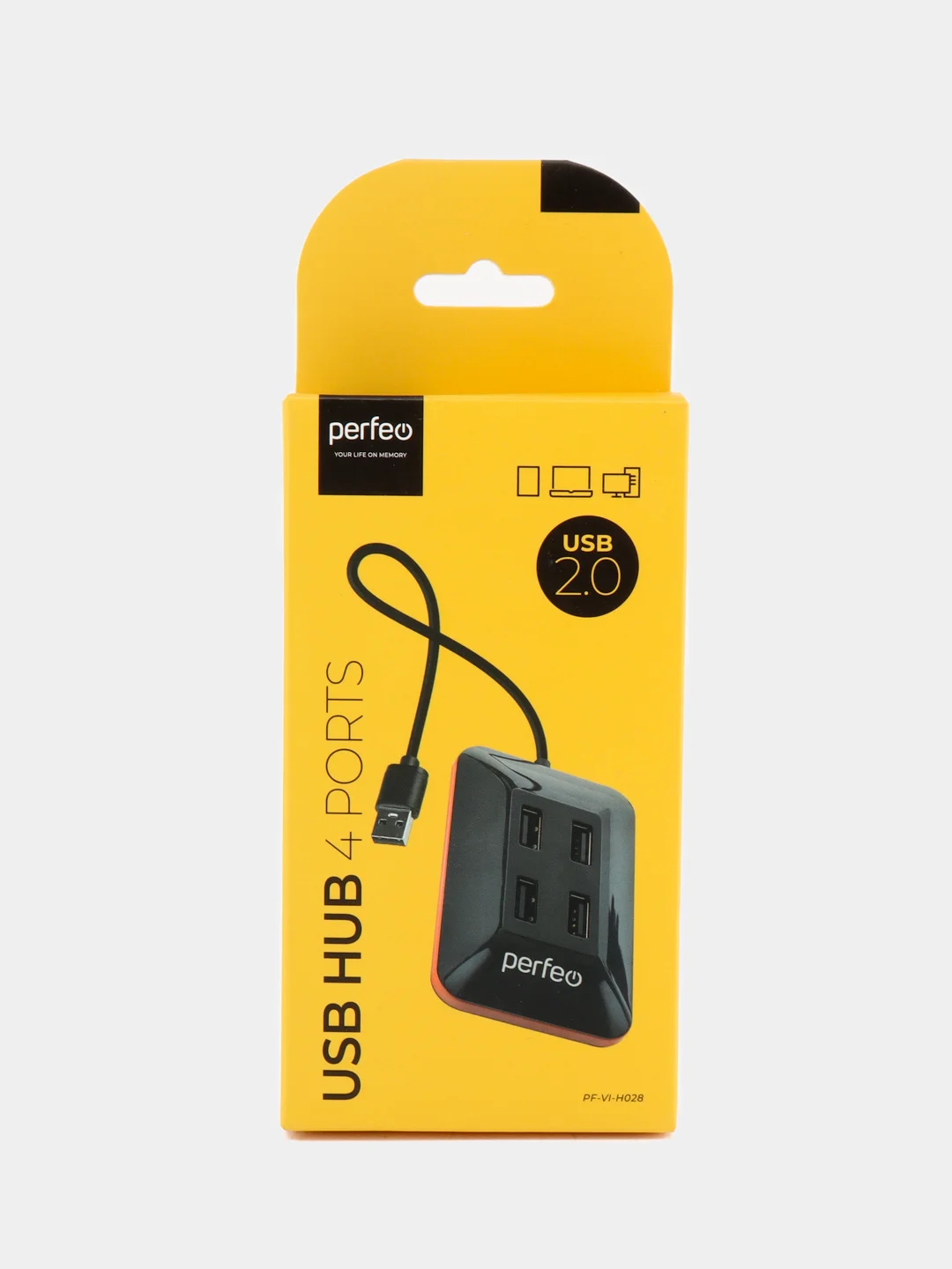 Черный разветвитель хаб USB-HUB Perfeo 4 Port, (PF-VI-H028)