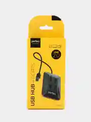 Черный разветвитель хаб USB-HUB Perfeo 4 Port, (PF-VI-H028)