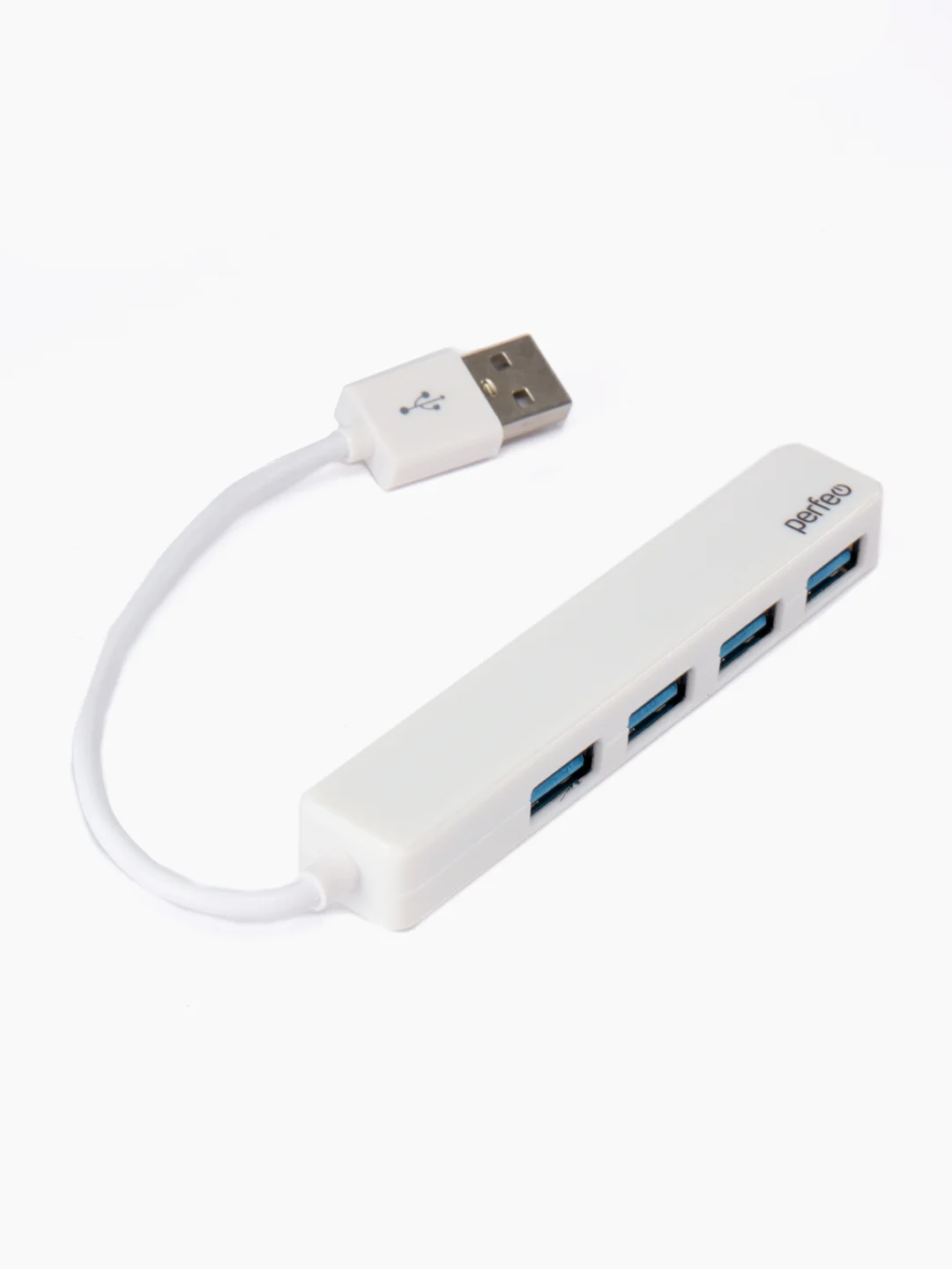 Белый разветвитель хаб USB-HUB Perfeo 4 Port, (PF-H038)