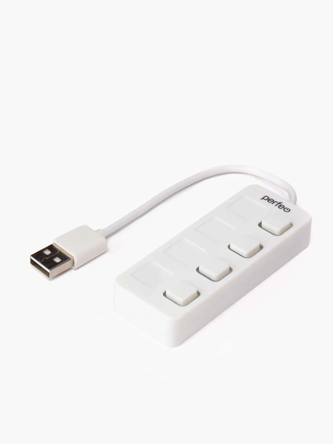 Белый разветвитель хаб USB-HUB Perfeo 4 Port, (PF-H044)
