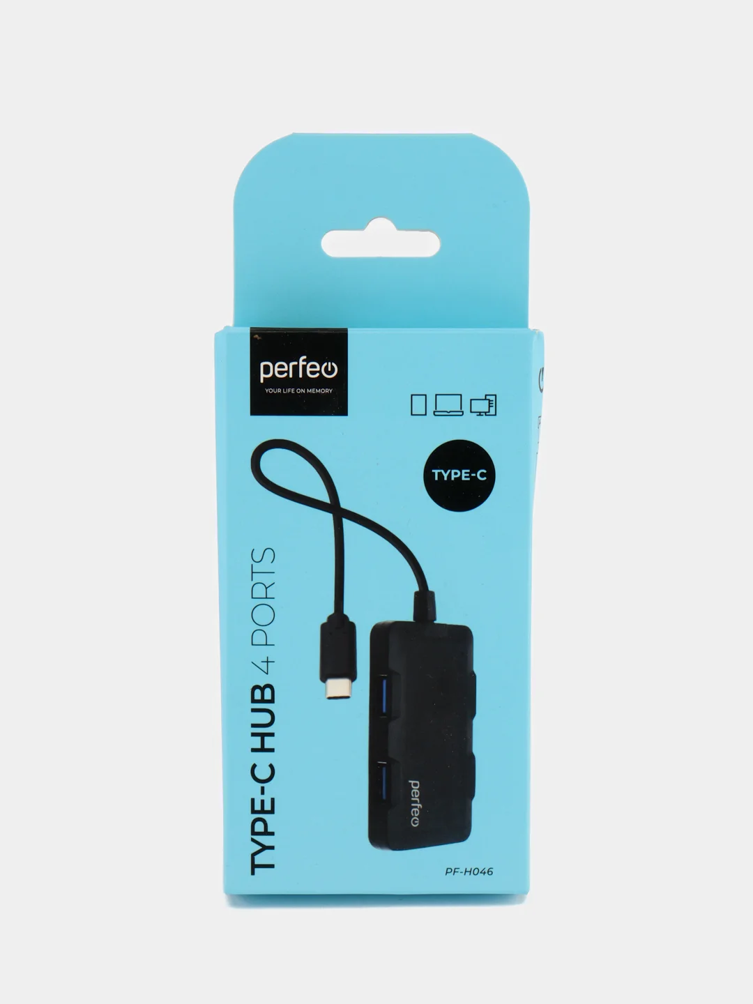 Разветвитель USB хаб C-HUB Perfeo 4 Port, (PF-H046) чёрный
