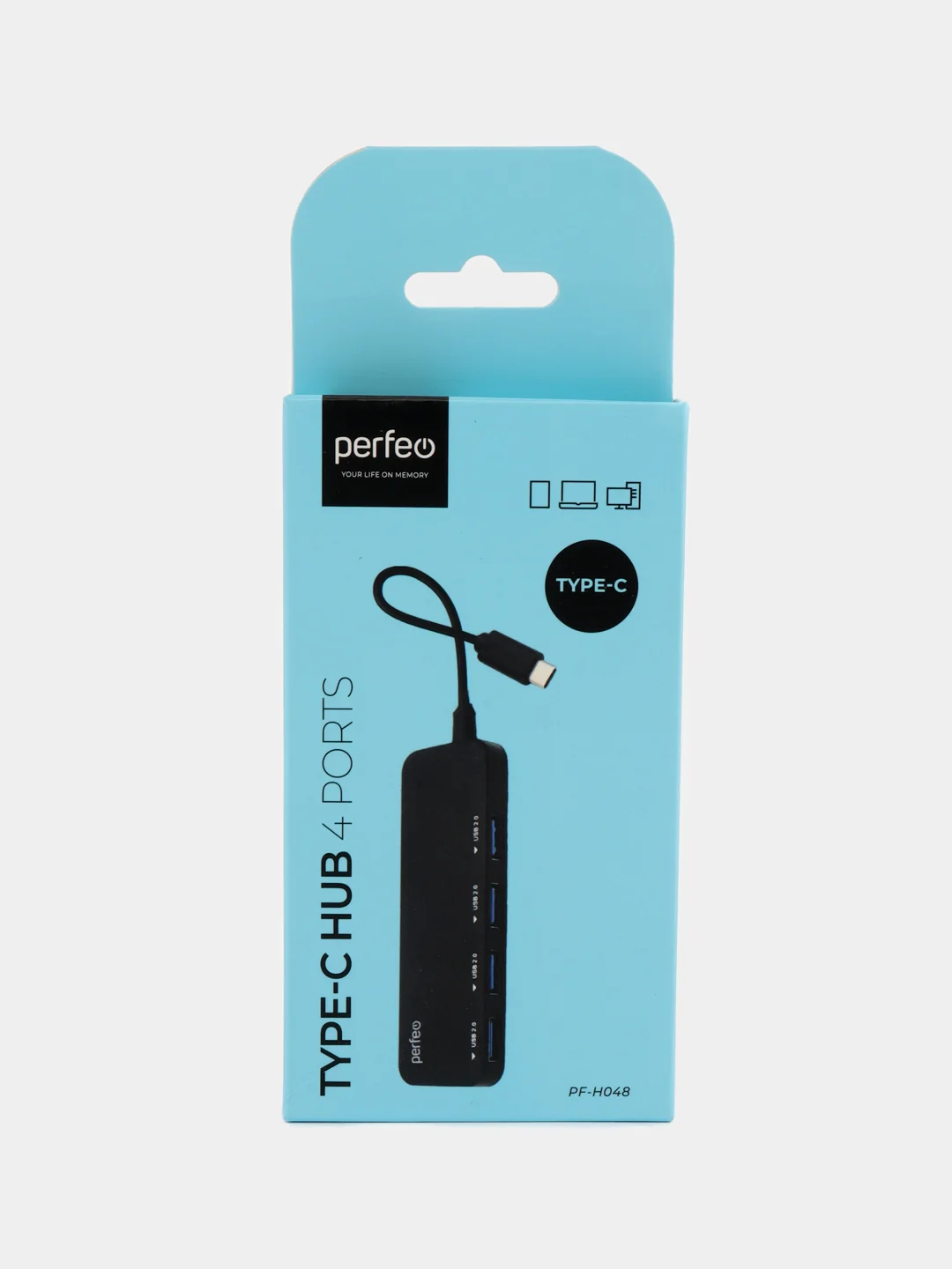 Разветвитель USB хаб C-HUB Perfeo 4 Port, (PF-H048) чёрный