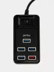 Разветвитель хаб USB-HUB Perfeo 1 Port 3.0+4 Port 2.0 (PF-H051) чёрный