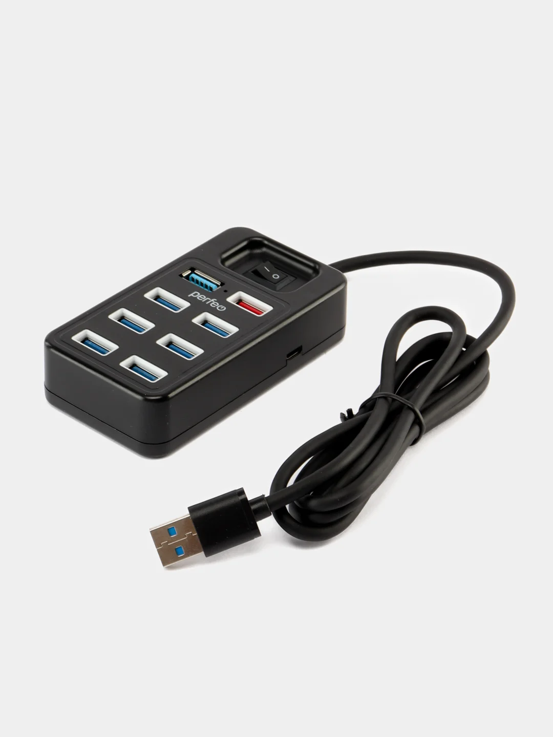 Разветвитель хаб USB-HUB Perfeo 1 Port 3.0+7 Port 2.0 (PF-H050) чёрный