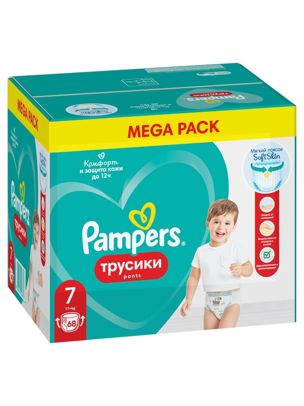 Трусики Pampers Pants, size 7, до 17 кг, 68 штук