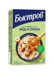 Каша быстрого приготовления Быстров "5 злаков", с медом и орехами, 6 штук по 40 г