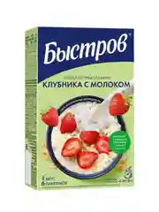 Каша овсяная БЫСТРОВ "Клубника c молоком", 6 штук по 40 г