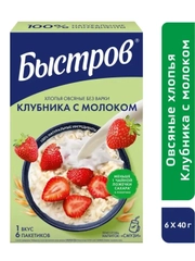 Каша овсяная БЫСТРОВ "Клубника c молоком", 6 штук по 40 г