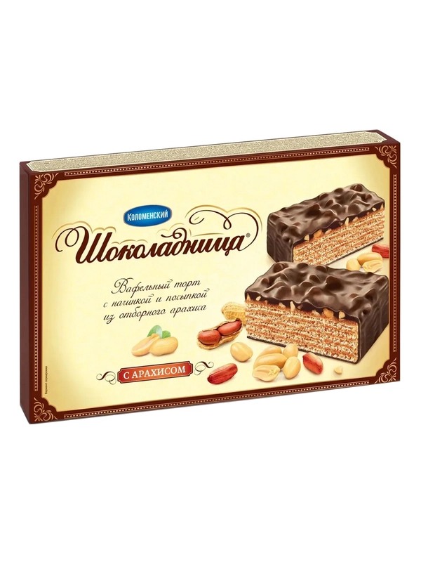 Торт вафельный "Шоколадница" с арахисом, 400г