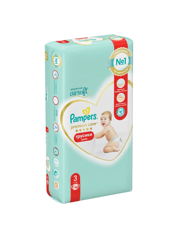 Трусики Pampers Premium Care, 6-11 кг, размер 3, 48 шт