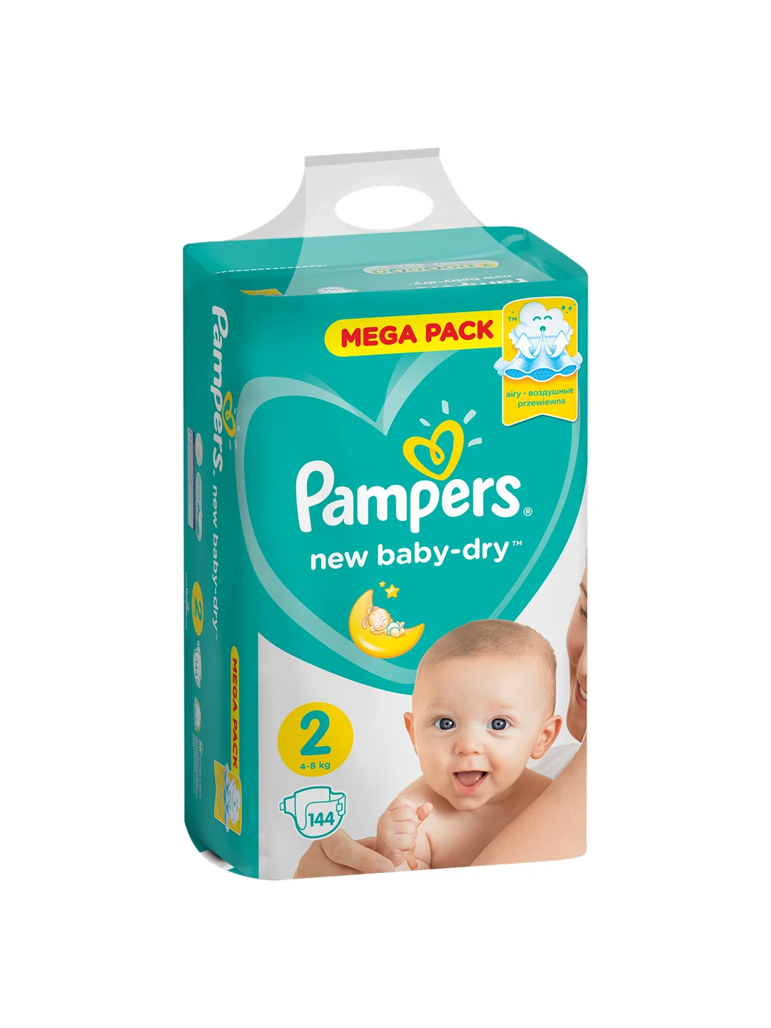 Подгузники Pampers New Baby-Dry мини 4-8 кг, размер 2, 144 штуки