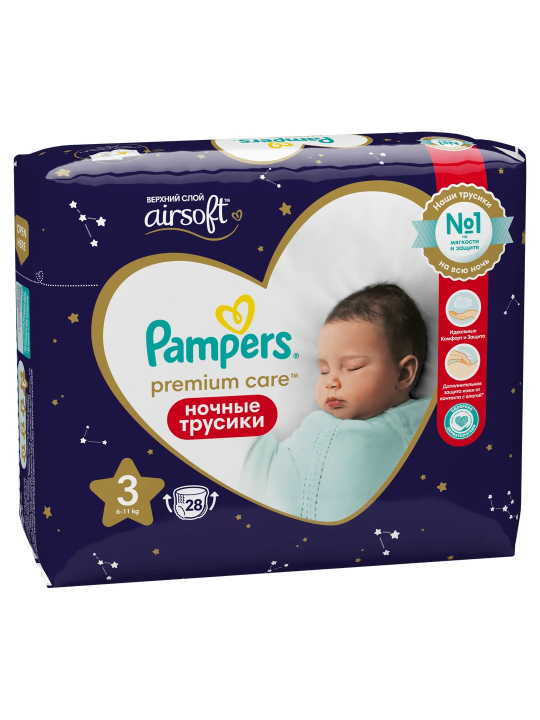 Трусики ночные Pampers Premium Care, 6-11 кг, размер 3, 28 шт