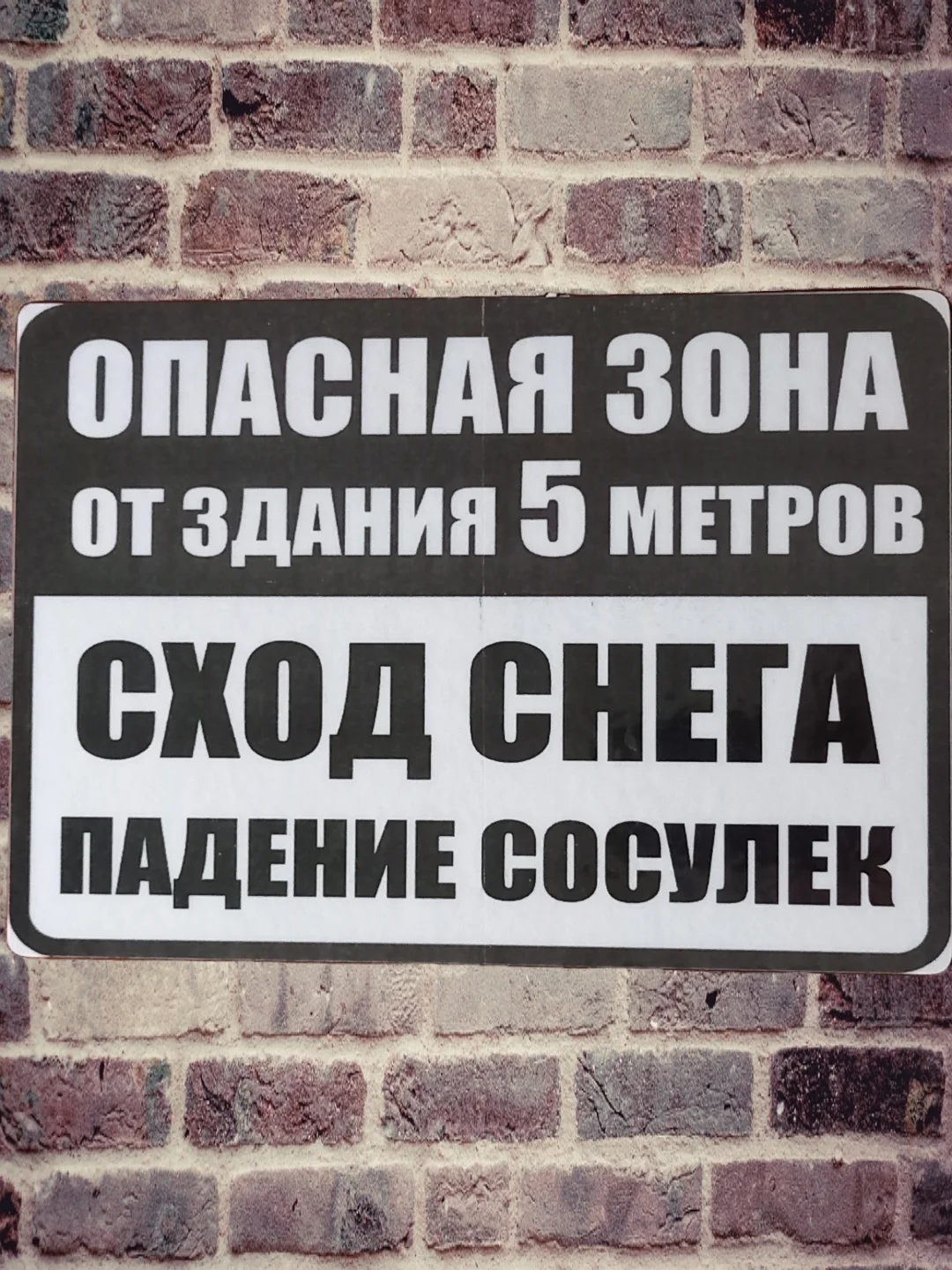Табличка Опасная зона падение снега ламинированная 21 x16 см