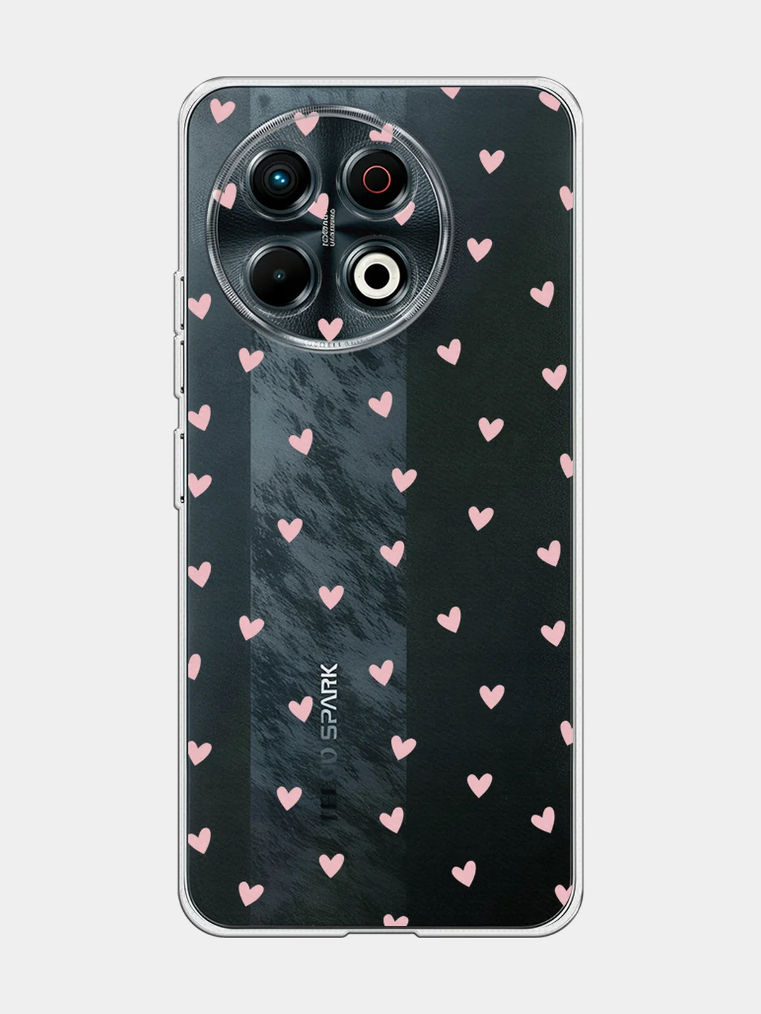 Розовый чехол на Tecno Spark 30 Pro / Текно Спарк 30 Про прозрачный, с принтом, защита камеры