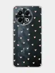 Розовый чехол на Tecno Spark 30 Pro / Текно Спарк 30 Про прозрачный, с принтом, защита камеры