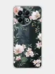 Пастельно-коралловый чехол на Tecno Spark 30 Pro / Текно Спарк 30 Про прозрачный, с принтом, защита камеры