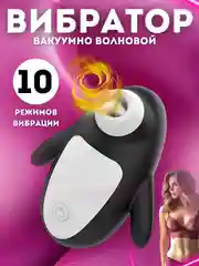 Вибратор женский, вакуумно-волновой стимулятор пингвин, 10 режимов вибрации