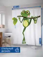 Штора для ванной тканевая с 3D эффектом "Древняя лягушка" (sc-15264)