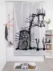 Штора для ванной тканевая с 3D эффектом "Мохнатые коты" (sc-17711)