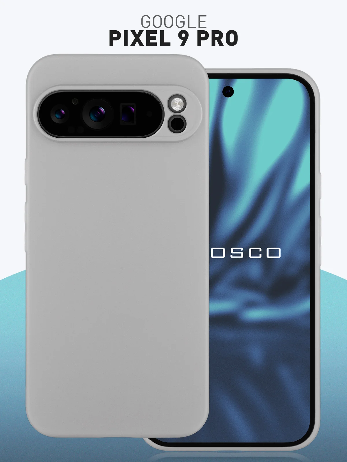 Серый чехол для Google Pixel 9 Pro силиконовый ROSCO матовый тонкий с бортиком- защитой камер