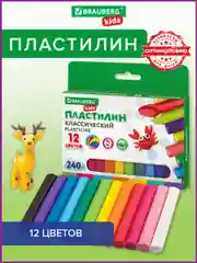 Пластилин классический для лепки (набор) для детей BRAUBERG KIDS, 105873