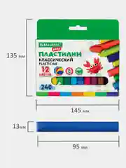 Пластилин классический для лепки (набор) для детей BRAUBERG KIDS, 105873