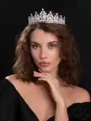 Серебряный корона, диадема свадебная для невесты на голову