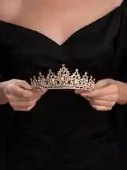 Бежевый корона, диадема свадебная для невесты на голову