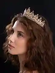 Бежевый корона, диадема свадебная для невесты на голову