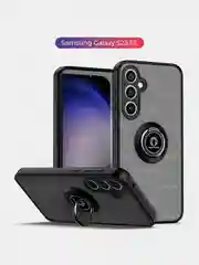 Черный чехол противоударный Samsung Galaxy S23 FE / S23FE, с металлической подставкой кольцом