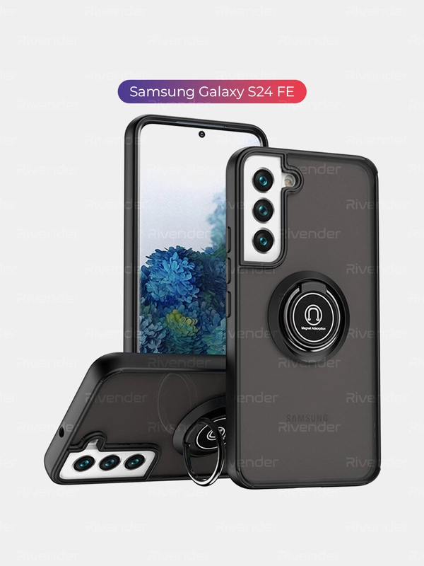 Чехол противоударный Samsung Galaxy S24 FE, S24FE с металлической подставкой кольцом