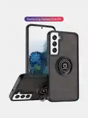 Черный чехол противоударный Samsung Galaxy S24 FE, S24FE с металлической подставкой кольцом