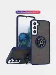 Синий чехол противоударный Samsung Galaxy S24 FE, S24FE с металлической подставкой кольцом